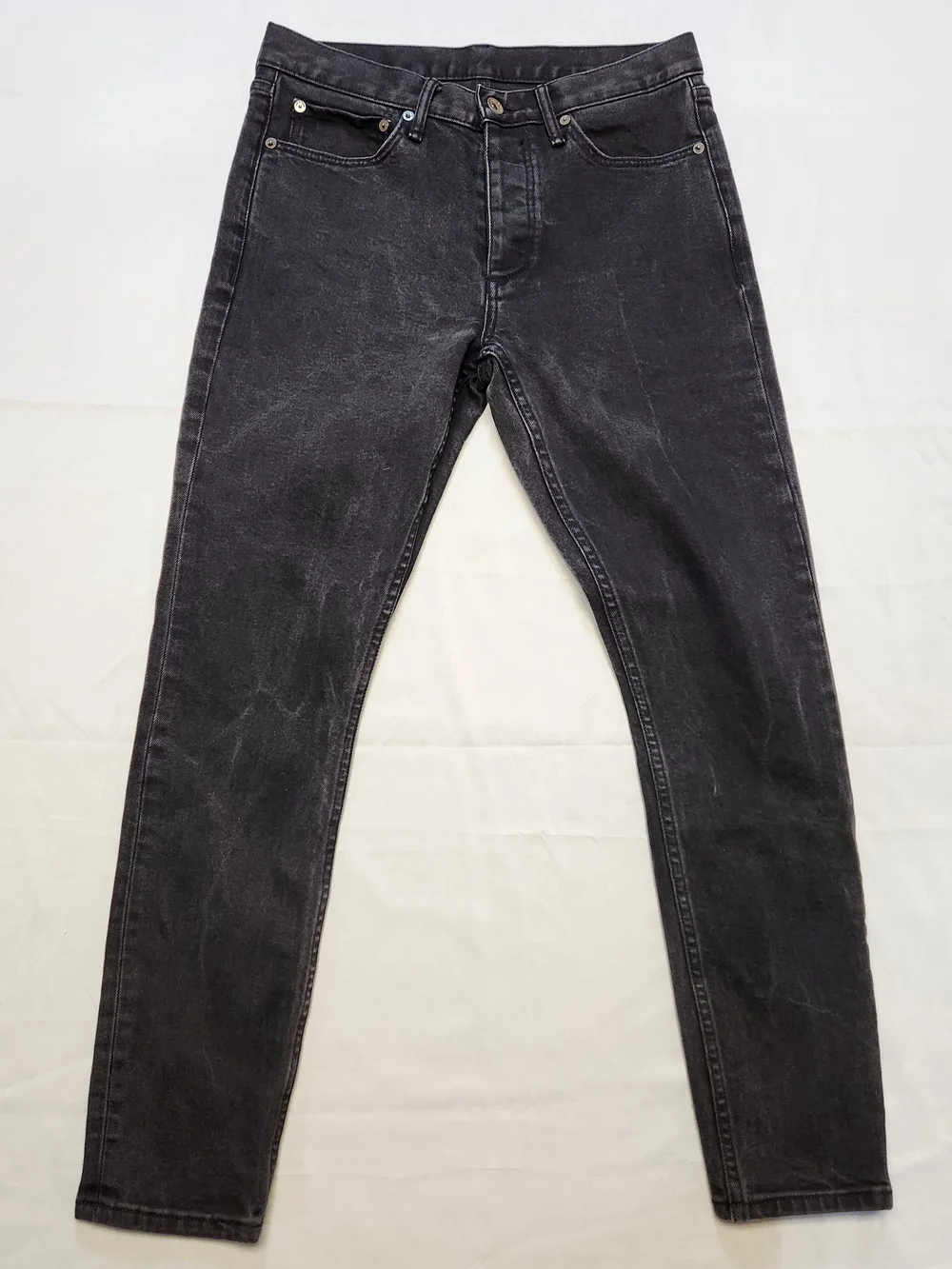 Rag & Bone Black Fit Straight Mens Button Fly Jeans Size 30x30 Excellent Fade